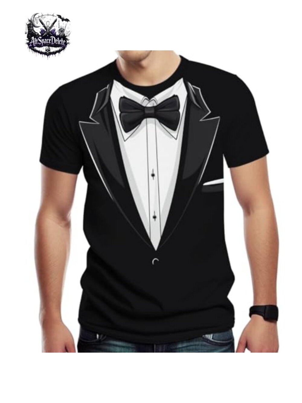 Men's Funny Tuxedo T-Shirt Short Sleeve Graphic Tee Polyester Spandex
